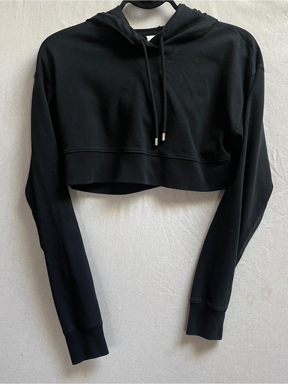 Wilfred Aritzia Black 100% Cotton Cropped Drawstring Hoodie Top XS